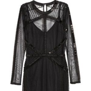 H&M Premium Black Beaded Mesh Dress